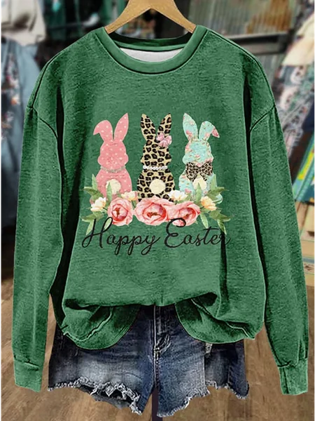 

Women's Crew Neck Text Letters Printing Casual Spring/Fall Long Sleeve Sweatshirt, Green, Sweatshirts & Hoodies