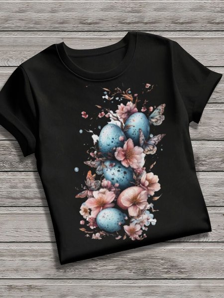 Crew Neck Casual Cotton Regular Fit T-Shirt, Black, T-shirts