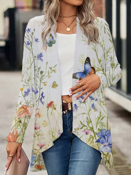 

Women's Floral Printing Regular Loose Kimono, As picture, Cardigans