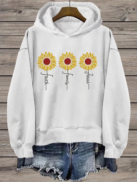 Women's Text Letters Spring/Fall Long Sleeve Casual Daily Hoodie, White, Sweatshirts & Hoodies