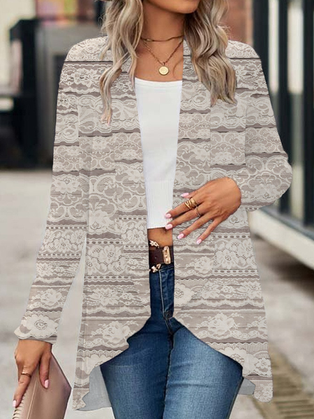Women's Spring/Fall Cover-up Casual Floral Printing Lightweight Cardigan, As picture, Cardigans