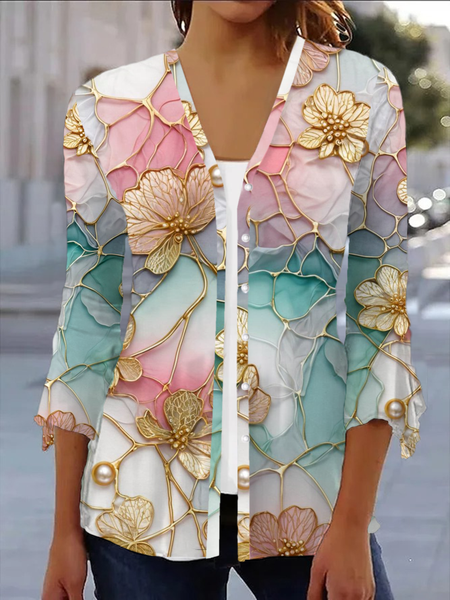 

Women's Floral Printing Regular Loose Kimono, As picture, Cardigans