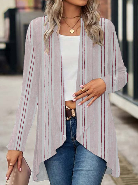 

Women's Spring/Fall Cover-up Casual Striped Printing Lightweight Cardigan, As picture, Cardigans