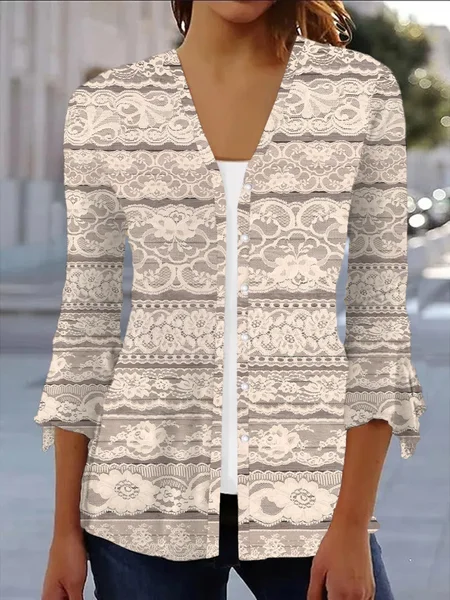 

Women's Floral Printing Regular Loose Kimono, As picture, Cardigans