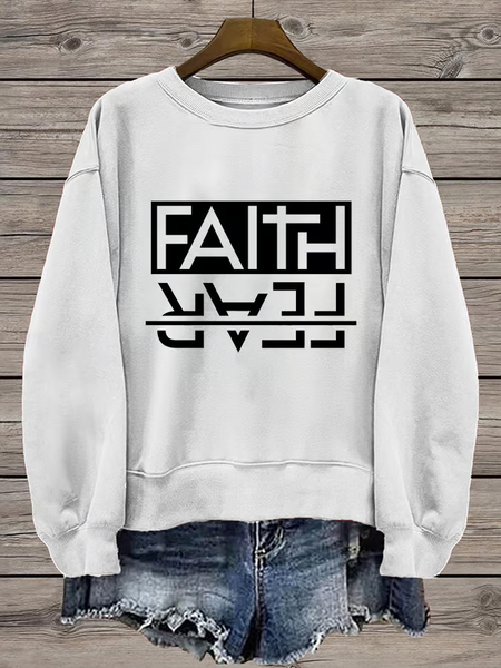 

Women's Crew Neck Text Letters Printing Casual Spring/Fall Long Sleeve Sweatshirt, White, Sweatshirts & Hoodies