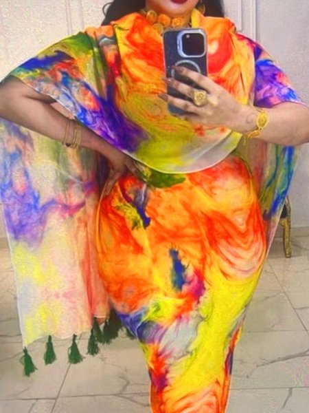 

Urban Ombre Printing Cowl Neck Raglan Sleeve Blouse, As picture, Blouses and Shirts