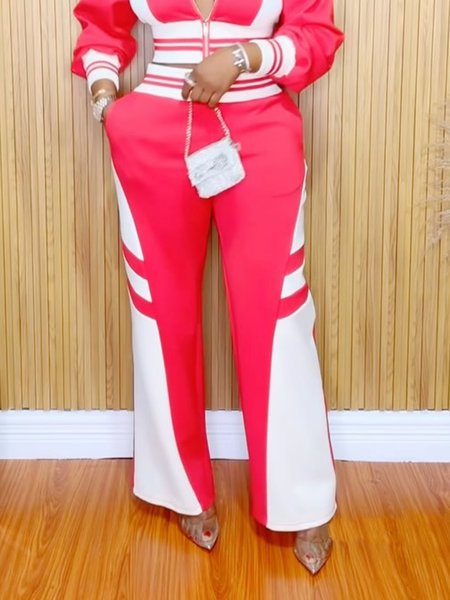 

Casual Color Block Straight Pants, As picture, Pants