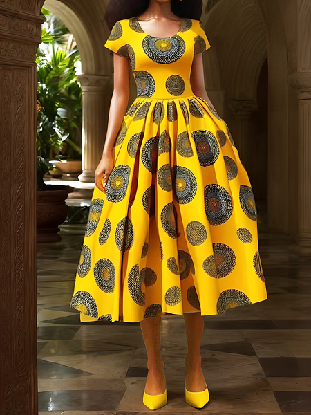 

Elegant Polka Dots Maxi Dress, Yellow, Maxi Dresses