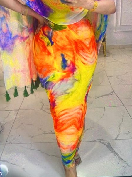 

Urban Printing Ombre Maxi Skirt, As picture, Skirts