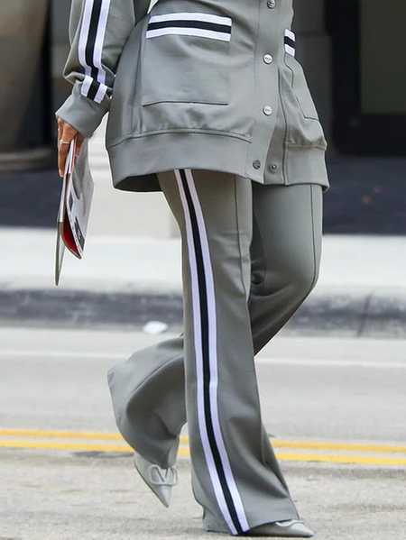 

Plus Size Color Block Casual Fashion Pants, As picture, Plus Pants