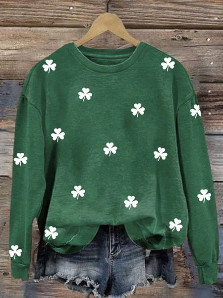 

Women's St. Patrick's Day Shamrock Print Sweatshirt, Green, Hoodies&Sweatshirts