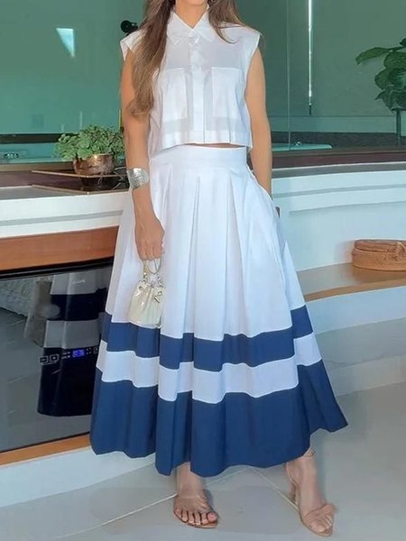 

Casual Sleeveless Plain Shirt Collar Shirt, White, Blouses and Shirts