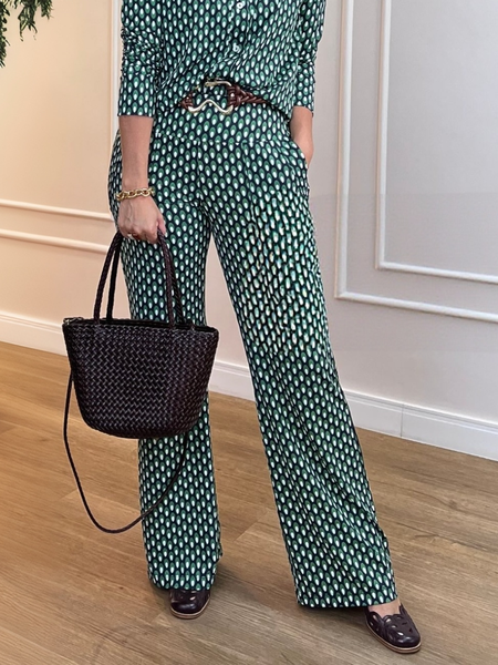 

Urban Geometric Wide Leg Pants, As picture, Pants