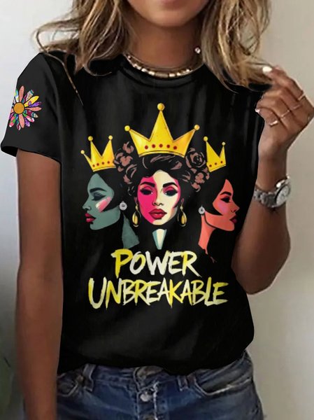 

Casual Figure Crew Neck Short Sleeve T-shirt, Black, T-shirts
