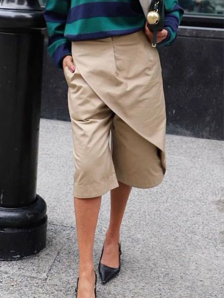 

Urban Plain Irregular Craftsmanship Pants, Khaki, Pants