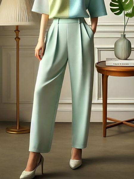 

Casual Plain Tailored Pants, As picture, Pants