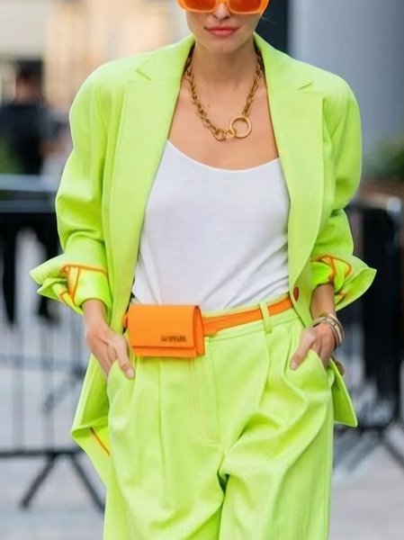 

Urban Color Block Lapel Collar Blazer, As picture, Blazers