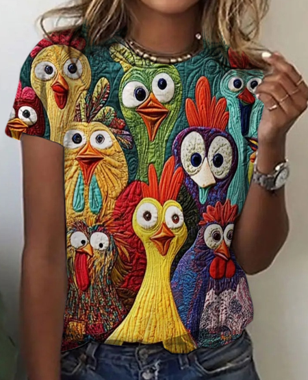 

Chicken color short sleeve T-shirt, Yellow, T-shirts