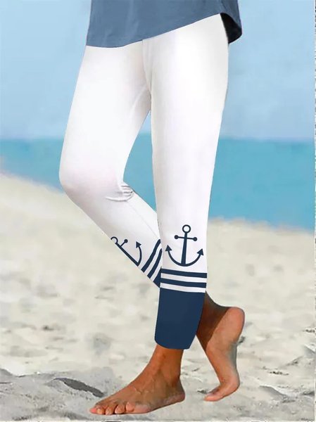 

Women's Multicolor Block Vintage All Season Long Leggings, White, Leggings