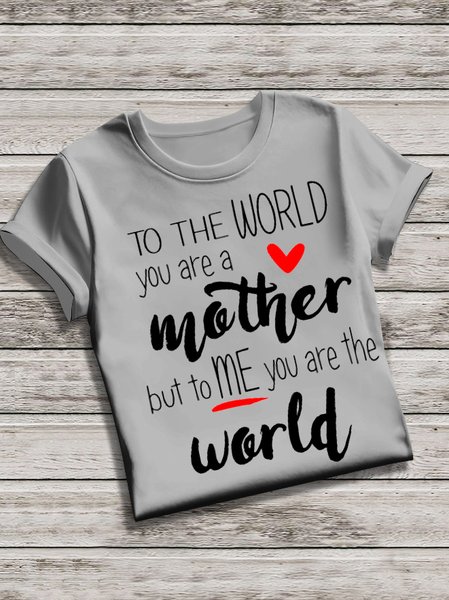 

Casual Text Letters Crew Neck Short Sleeve T-shirt, Light gray, T-shirts