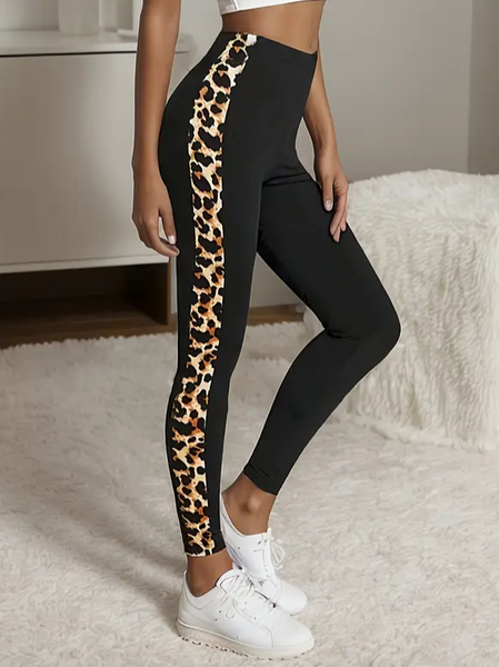 

Women's Leopard Casual All Season Printing Long Leggings, Black, Leggings