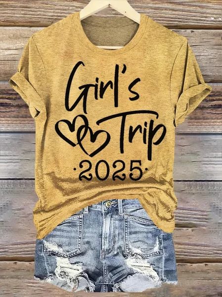 

Casual Text Letters Crew Neck Short Sleeve T-shirt, Yellow, T-shirts