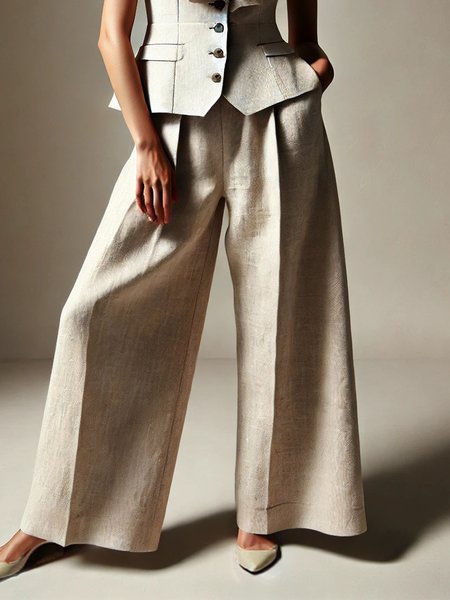 

Casual Plain Loosen Wide Leg Pants, As picture, Pants