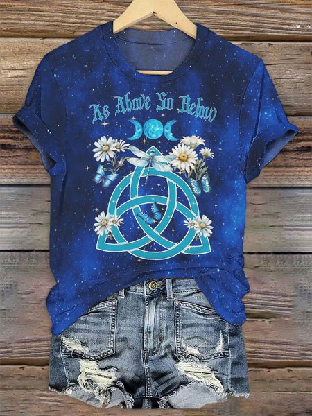 

Vintage Animal Crew Neck Short Sleeve T-shirt, Blue, T-shirts