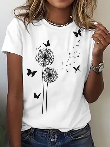 

Vintage Dandelion Crew Neck Short Sleeve T-shirt, White, T-shirts
