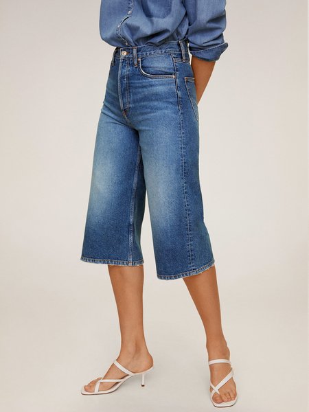 

Casual Plain Capris Jeans, Blue, Jeans