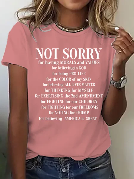 

Not Sorry Shirt, Proud American Cotton T-Shirt, Orange pink, T-shirts