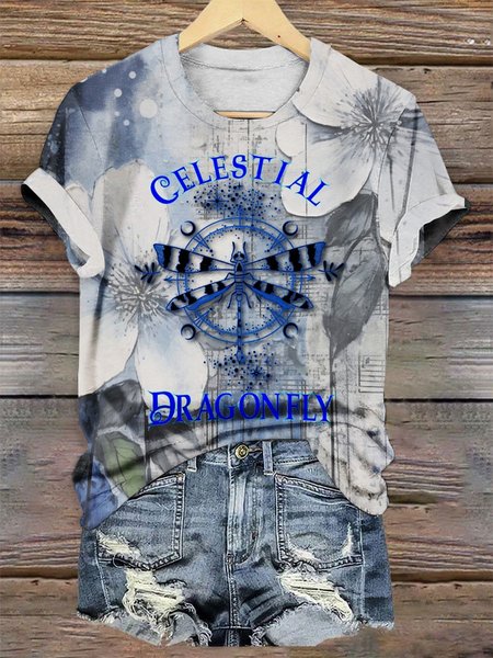 

Vintage Animal Crew Neck Short Sleeve T-shirt, Light blue, T-shirts