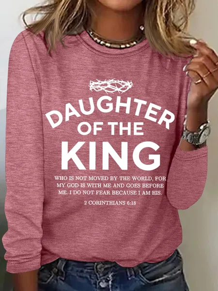 

Religious Shirt Christian Clothing Bible Verse Tee Daughter Of The King Casual Long Sleeve Shirt, Watermelon, Long sleeves