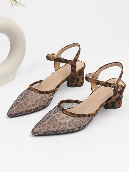 

Chunky Heel Mesh Fabric Flat, Leopard, Sandals