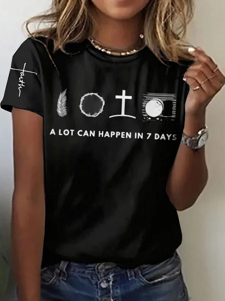 Regular Fit Geometric Casual T-Shirt, Black, T-shirts