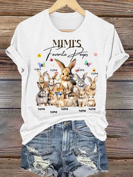 

Easter Bunny Print Casual Crew Neck Short Sleeve T-shirt, White, T-shirts