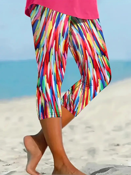 

Women's Abstract Spring and Autumn Printed Casual Fashion Leggings, As picture, Pants