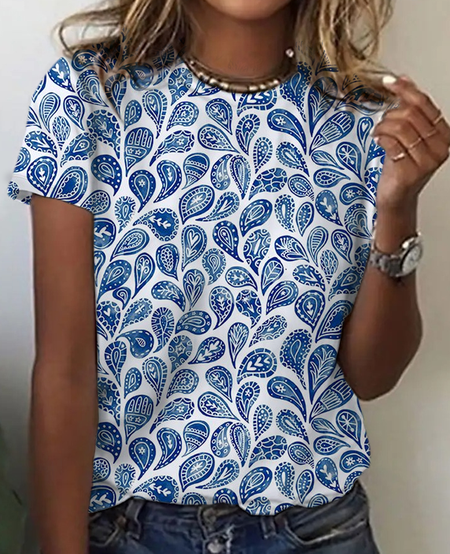 

Cashew flowers Print T-Shirt, Blue, T-shirts