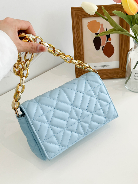PU Plain Classic Backpack, Light blue, Bags