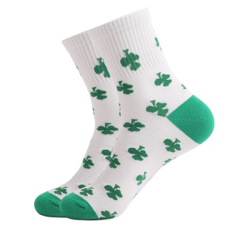 

St. Patrick's Day striped mid tube cotton socks, White, Socks & Tights