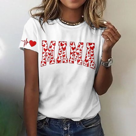 

Casual Text Letters Crew Neck Short Sleeve T-shirt, White, T-shirts
