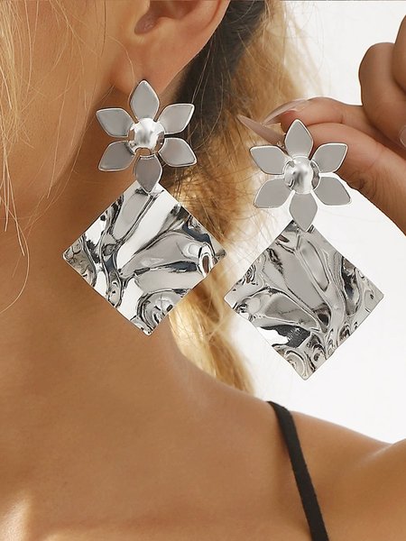 

Urban Floral Dangle, Silver, Earrings