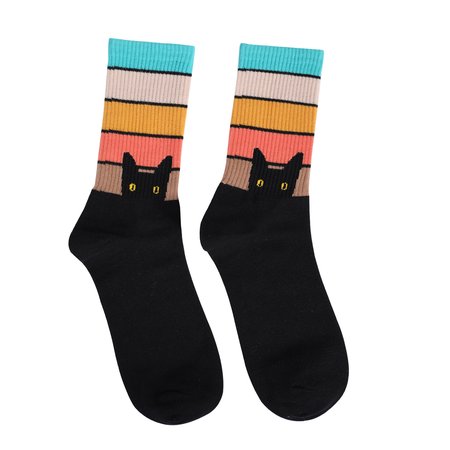 

Cat and dog rainbow tube cotton socks, Lake blue, Socks & Tights