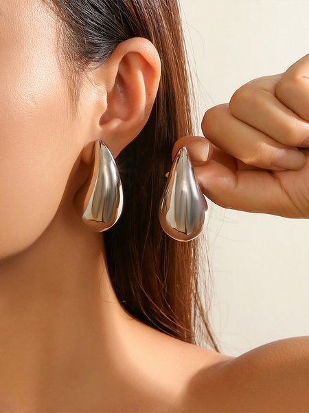 

Elegant Plain Stud, Silver, Earrings