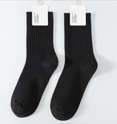 Antibacterial and deodorizing classic striped cotton socks, Black, Socks & Tights