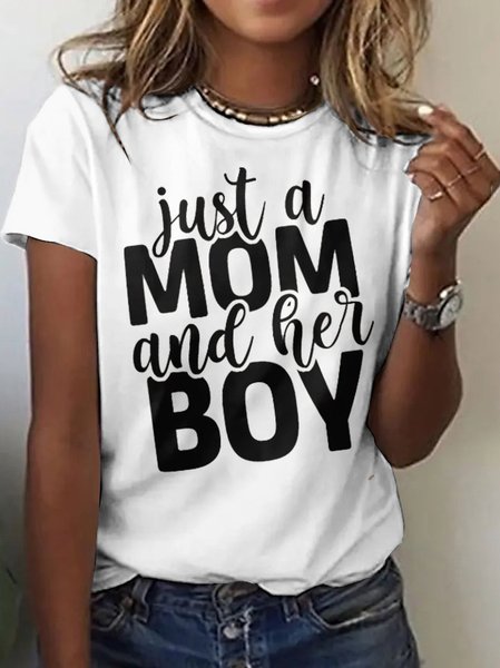 

Casual Text Letters Crew Neck Short Sleeve T-shirt, White, T-shirts