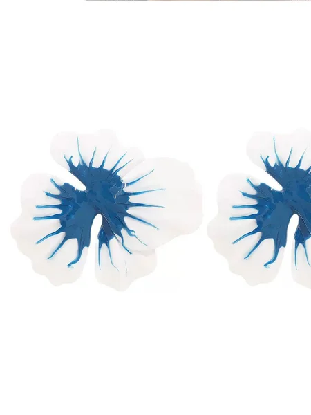 Vacation Floral Hoop, Blue, Earrings