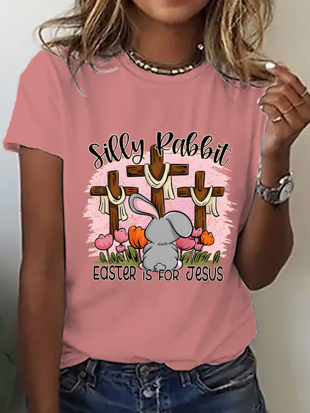 

Silly Rabbit Easter Is For Jesus Cotton T-Shirt, Orange pink, T-shirts