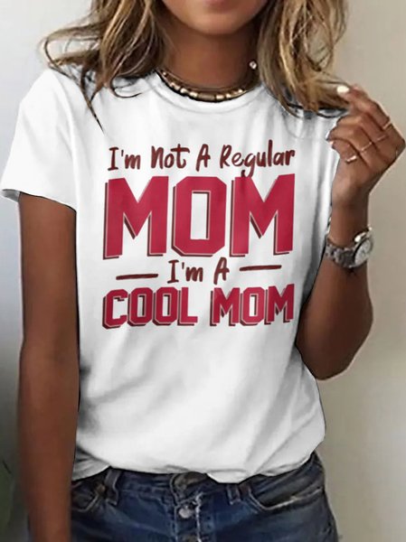 

Casual Text Letters Crew Neck Short Sleeve T-shirt, White, T-shirts