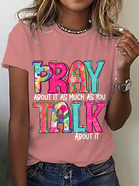 

Pray About It Cotton T-Shirt, Orange pink, T-shirts